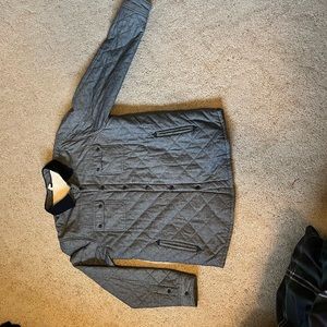 Grey Blue Quilted Sherpa lined cord collar Jacket